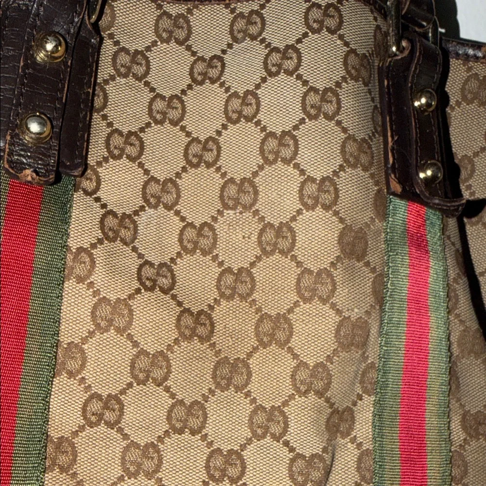 Gucci Beige and Brown Monogram Tote - Picture 6 of 6
